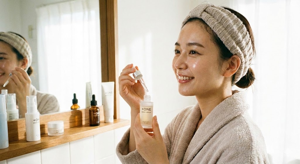 美容液にもう一つケアをプラスする女性の画像